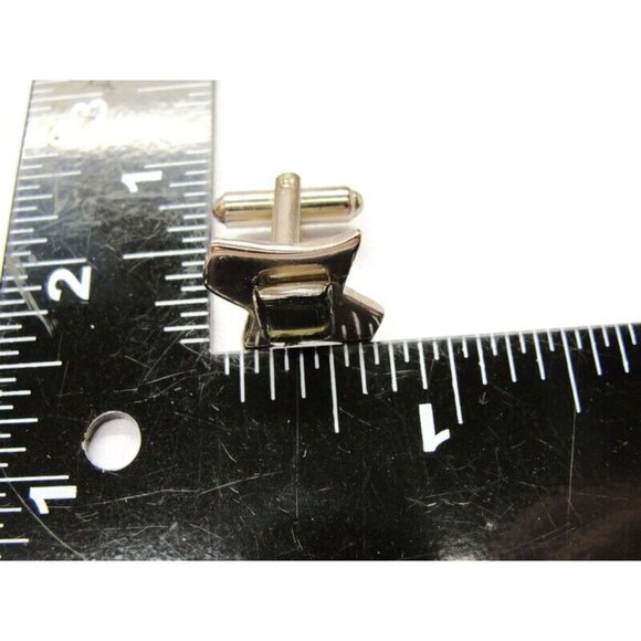 Kallani Vintage Peridot Cufflinks Set w Neck Tie Clip Silver Tone Formal IOB - Picture 3 of 11